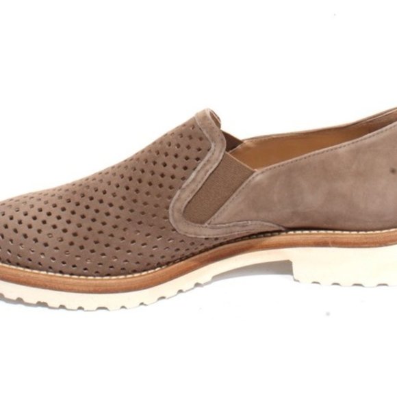 ITALIAN Brown Suede Elastic Slip On Flats Shoes - Picture 6 of 8